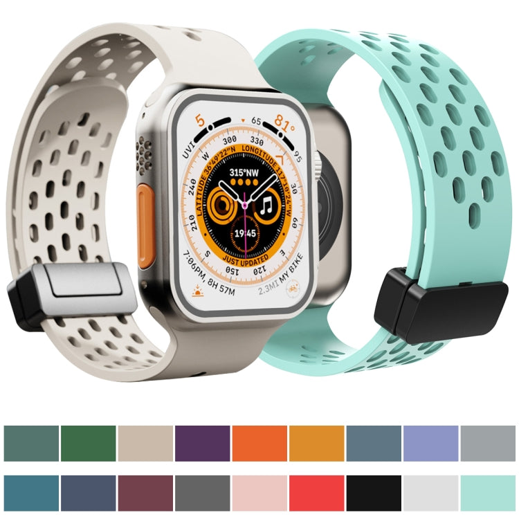 Magnetic Clasp Silicone Watch Band For Apple Watch Ultra 49mm / Series 8&7 45mm / SE 2&6&SE&5&4 44mm / 3&2&1 42mm(Pine Green) -  by PMC TechLife | Online Shopping South Africa | PMC TechLife