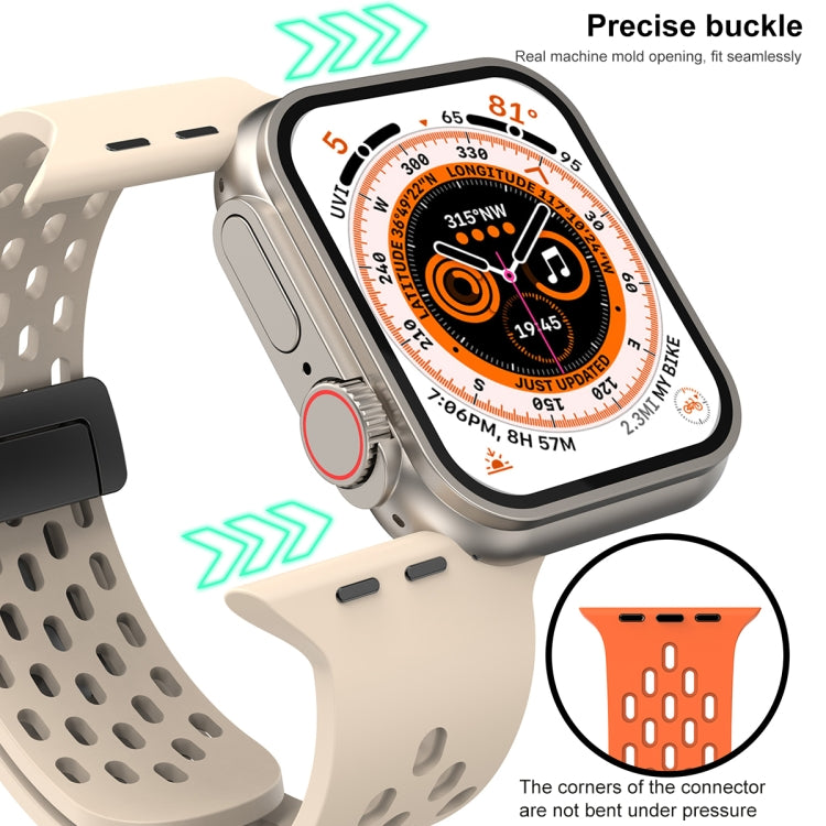 Magnetic Clasp Silicone Watch Band For Apple Watch Ultra 49mm / Series 8&7 45mm / SE 2&6&SE&5&4 44mm / 3&2&1 42mm(Wine Red) -  by PMC TechLife | Online Shopping South Africa | PMC TechLife