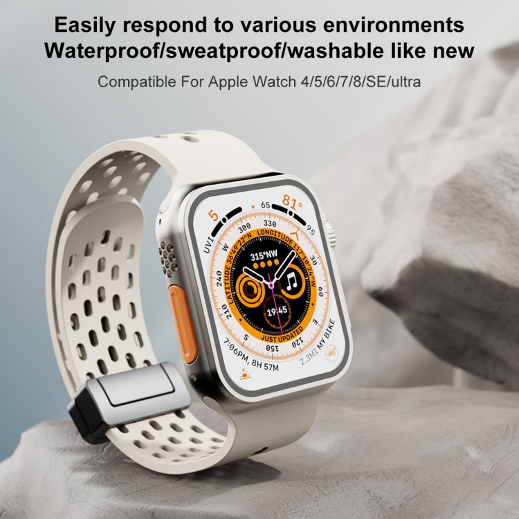 Magnetic Clasp Silicone Watch Band For Apple Watch Ultra 49mm / Series 8&7 45mm / SE 2&6&SE&5&4 44mm / 3&2&1 42mm(Black) -  by PMC TechLife | Online Shopping South Africa | PMC TechLife