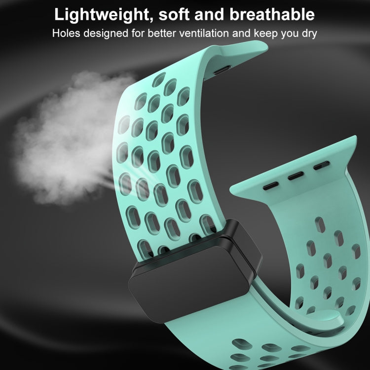 Magnetic Clasp Silicone Watch Band For Apple Watch Ultra 49mm / Series 8&7 45mm / SE 2&6&SE&5&4 44mm / 3&2&1 42mm(Pine Green) -  by PMC TechLife | Online Shopping South Africa | PMC TechLife