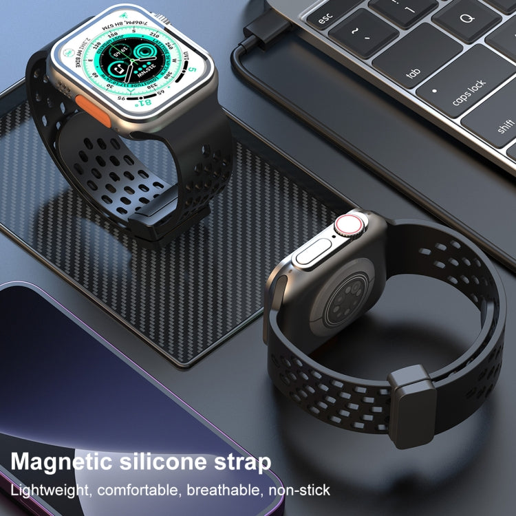 Magnetic Clasp Silicone Watch Band For Apple Watch Ultra 49mm / Series 8&7 45mm / SE 2&6&SE&5&4 44mm / 3&2&1 42mm(Alfalfa Grass) -  by PMC TechLife | Online Shopping South Africa | PMC TechLife