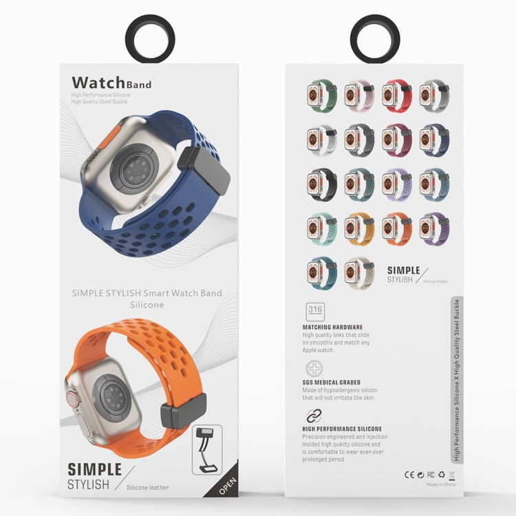 Magnetic Clasp Silicone Watch Band For Apple Watch Ultra 49mm / Series 8&7 45mm / SE 2&6&SE&5&4 44mm / 3&2&1 42mm(Black) -  by PMC TechLife | Online Shopping South Africa | PMC TechLife