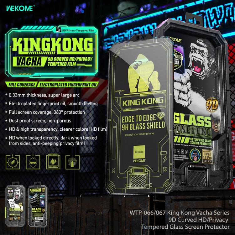 For iPhone 14 Plus WK WTP-067 King Kong Vacha 9D Curved Privacy Tempered Glass Film(Black) - iPhone 14 Plus Tempered Glass by WK | Online Shopping South Africa | PMC TechLife