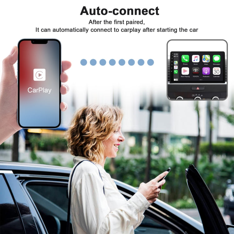 THT-020-2 USB + USB-C / Type-C Wired to Wireless Carplay Adapter for iPhone(Black)
