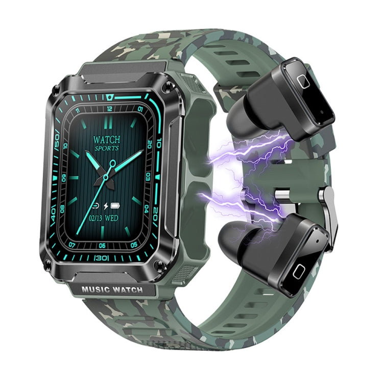 OVISEN T93 1.96 inch IPS Screen 2 in 1 Bluetooth Headset Smart Watch, Supports Blood Oxygen Monitoring/Bluetooth Music(Green) - Smart Watches by PMC TechLife | Online Shopping South Africa | PMC TechLife