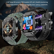 OVISEN T93 1.96 inch IPS Screen 2 in 1 Bluetooth Headset Smart Watch, Supports Blood Oxygen Monitoring/Bluetooth Music(Black)