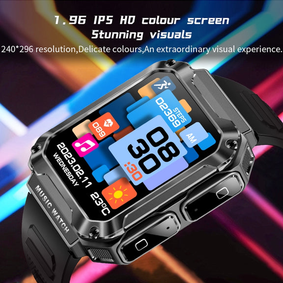 OVISEN T93 1.96 inch IPS Screen 2 in 1 Bluetooth Headset Smart Watch, Supports Blood Oxygen Monitoring/Bluetooth Music(Black)