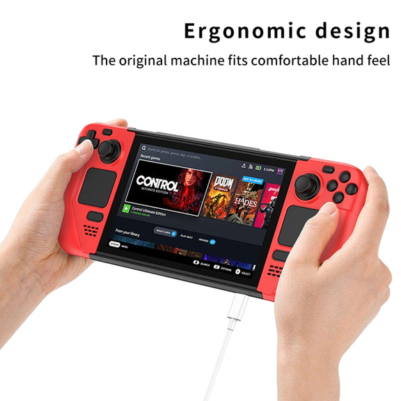 GKK For Steam Deck Color Contrast Anti-fall Game Console Case(Red)