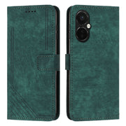 For OnePlus Nord CE 3/Nord CE 3 Lite/Nord N30 Skin Feel Stripe Pattern Leather Phone Case with Lanyard(Green)