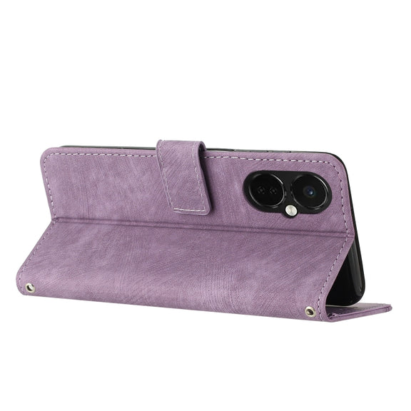 For OnePlus Nord CE 3/Nord CE 3 Lite/Nord N30 Skin Feel Stripe Pattern Leather Phone Case with Lanyard(Purple)