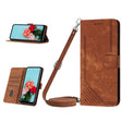 For Tecno Spark 10 Pro Skin Feel Stripe Pattern Leather Phone Case with Lanyard(Brown) - free shipping - PMC TechLife - Order now!