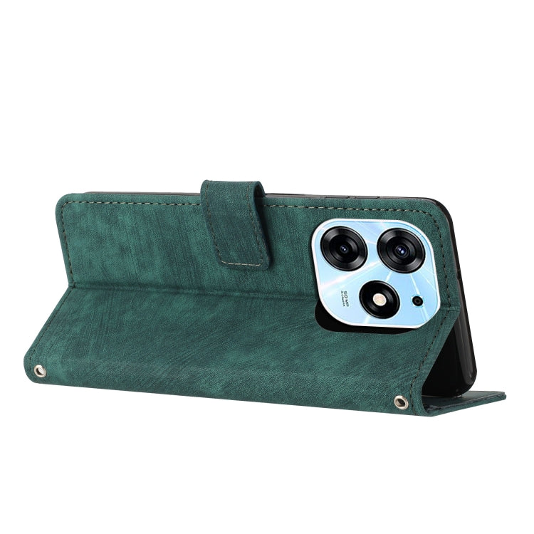 For Tecno Spark 10 Pro Skin Feel Stripe Pattern Leather Phone Case with Lanyard(Green) - free shipping - PMC TechLife - Order now!