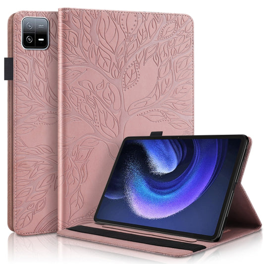 For Xiaomi Pad 6 / Pad 6 Pro Life Tree Series Horizontal Flip Leather Tablet Case(Rose Gold) - free shipping - PMC Jewellery - Order now!