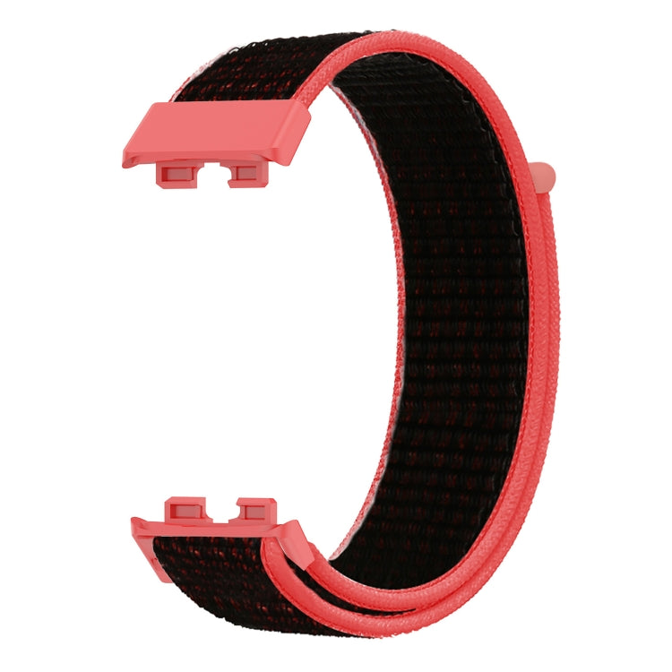 For Huawei Band 8 16mm Woven Nylon Loop Watch Band(Red Black) - Watch Bands by PMC TechLife | Online Shopping South Africa | PMC TechLife
