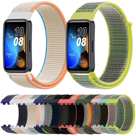 For Huawei Band 8 16mm Woven Nylon Loop Watch Band(Dark Black)