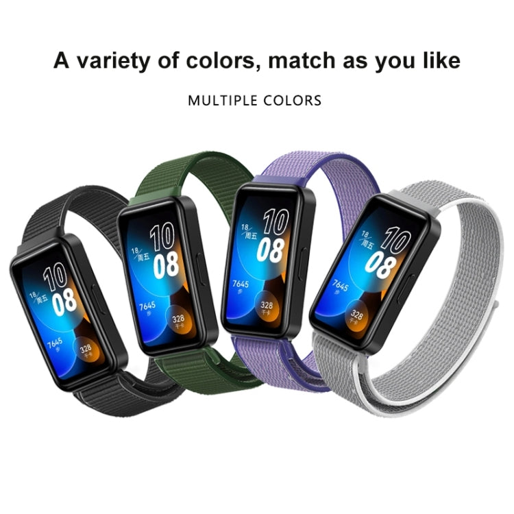 For Huawei Band 8 16mm Woven Nylon Loop Watch Band(Dark Black)
