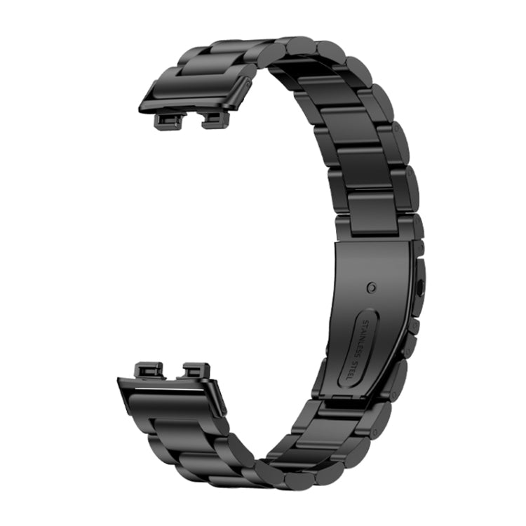 For Huawei Band 8 16mm Three Strains Metal Replacement Watch Band(Black) -  by PMC TechLife | Online Shopping South Africa | PMC TechLife