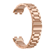 For Huawei Band 8 16mm Three Strains Metal Replacement Watch Band(Rose Gold)
