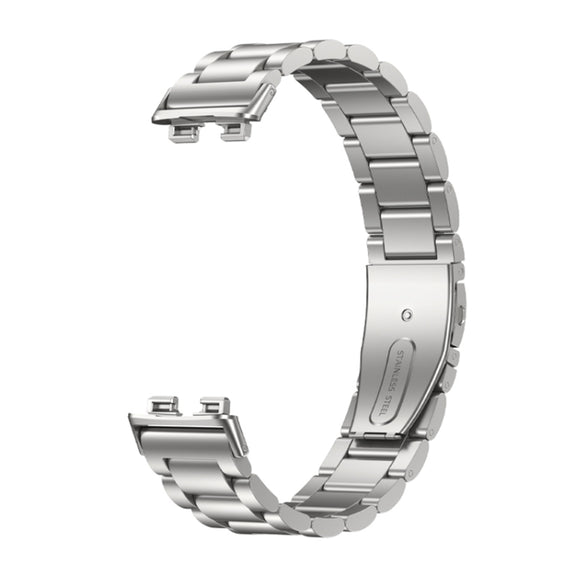 For Huawei Band 8 16mm Three Strains Metal Replacement Watch Band(Silver)