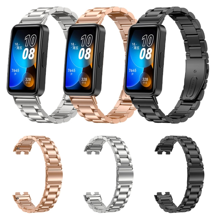 For Huawei Band 8 16mm Three Strains Metal Replacement Watch Band(Silver)
