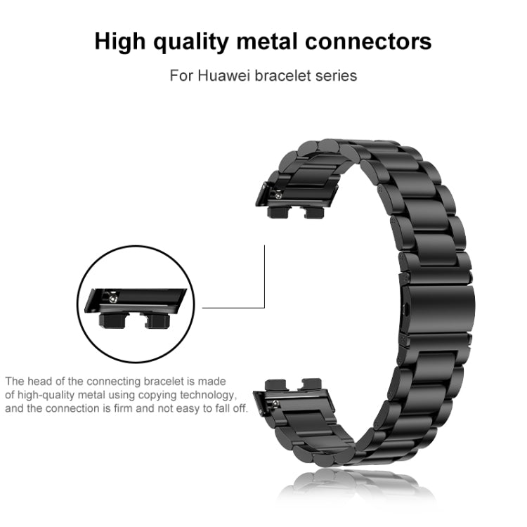 For Huawei Band 8 16mm Three Strains Metal Replacement Watch Band(Silver)