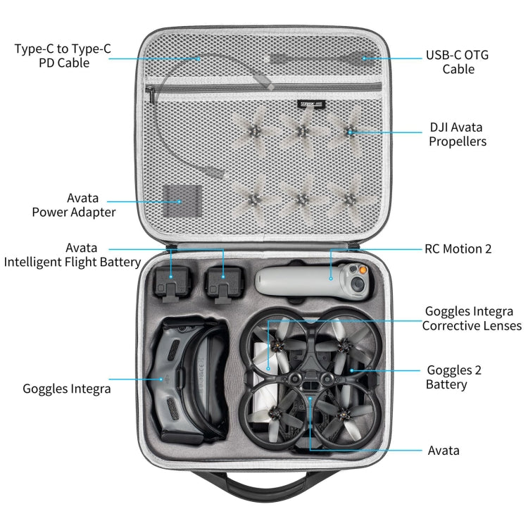 For DJI Avata STARTRC Portable Handbag Shoulder PU Storage Bag(Dark Grey) - free shipping - PMC Jewellery - Order now!