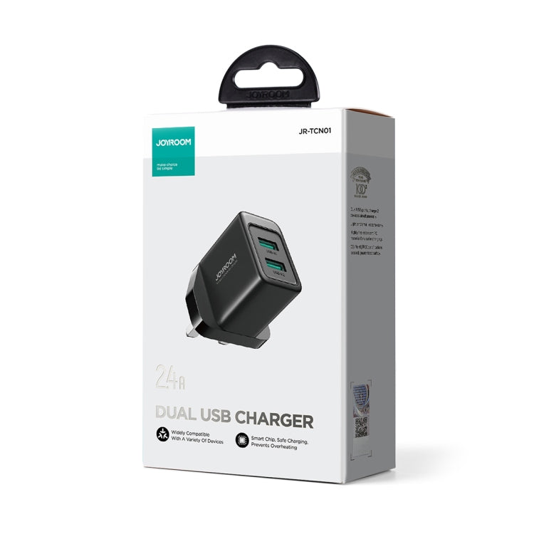 JOYROOM JR-TCN01 2.4A Dual Ports USB Charger, Plug:UK Plug(Black) - USB Charger by JOYROOM | Online Shopping South Africa | PMC TechLife