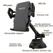 Yesido C40 Car Foldable 360 Degree Rotation Automatic Clip Phone Holder(Black)