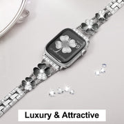 For Apple Watch Ultra 49mm Petal Metal Diamond Watch Band(Sliver+Black)