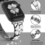 For Apple Watch 8 41mm Petal Metal Diamond Watch Band(Black+White)
