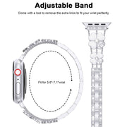 For Apple Watch SE 40mm Petal Metal Diamond Watch Band(Sliver+White)