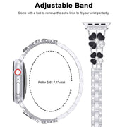 For Apple Watch SE 44mm Petal Metal Diamond Watch Band(Silver+Black)