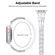 For Apple Watch SE 44mm Petal Metal Diamond Watch Band(Silver+White)
