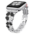 For Apple Watch 6 40mm Petal Metal Diamond Watch Band(Silver+Black) - Watch Bands by PMC TechLife | Online Shopping South Africa | PMC TechLife