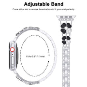 For Apple Watch 6 40mm Petal Metal Diamond Watch Band(Silver+Black)