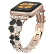 For Apple Watch 6 44mm Petal Metal Diamond Watch Band(Rose Gold+Black) -  by PMC TechLife | Online Shopping South Africa | PMC TechLife