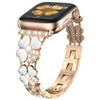 For Apple Watch 6 44mm Petal Metal Diamond Watch Band(Rose Gold+White) - Watch Bands by PMC TechLife | Online Shopping South Africa | PMC TechLife
