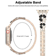 For Apple Watch 4 40mm Petal Metal Diamond Watch Band(Rose Gold+Black)