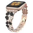 For Apple Watch 38mm Petal Metal Diamond Watch Band(Rose Gold+Black) - Watch Bands by PMC TechLife | Online Shopping South Africa | PMC TechLife