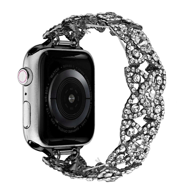 4-Petal Diamond Metal Watch Band For Apple Watch Ultra 49mm(Black) -  by PMC TechLife | Online Shopping South Africa | PMC TechLife