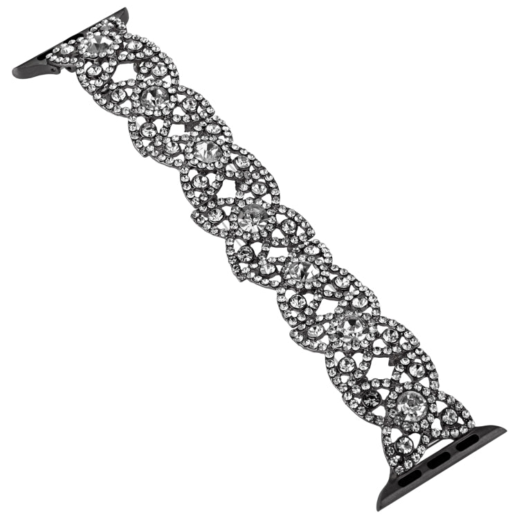 4-Petal Diamond Metal Watch Band For Apple Watch Ultra 49mm(Black) -  by PMC TechLife | Online Shopping South Africa | PMC TechLife