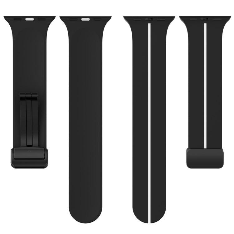 Two Color Folding Buckle Silicone Watch Band For Apple Watch Ultra 49mm(Black+White)