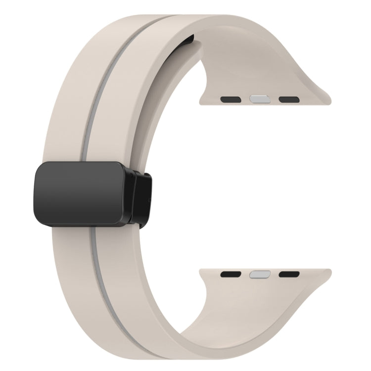 Two Color Folding Buckle Silicone Watch Band For Apple Watch Ultra 49mm(Starlight+Grey) - Watch Bands by PMC TechLife | Online Shopping South Africa | PMC TechLife