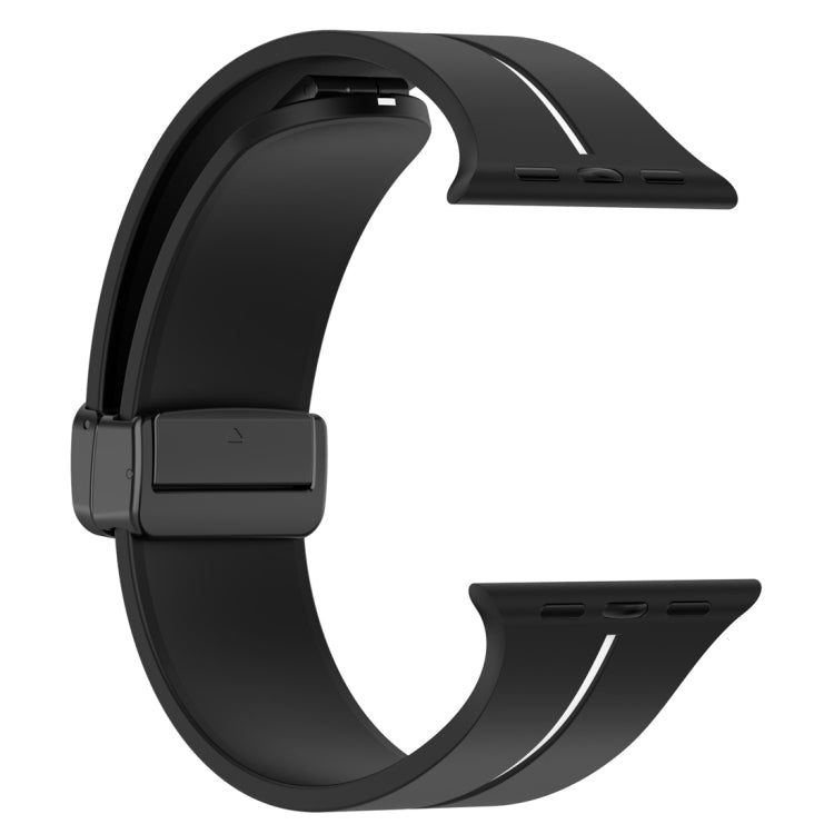Two Color Folding Buckle Silicone Watch Band For Apple Watch 8 45mm(Black+White) -  by PMC TechLife | Online Shopping South Africa | PMC TechLife