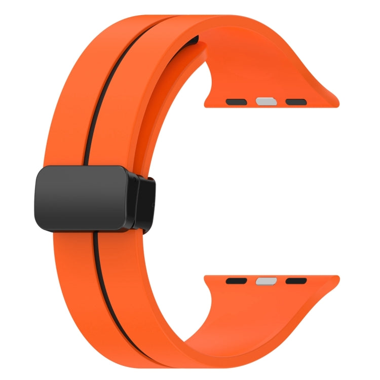 Two Color Folding Buckle Silicone Watch Band For Apple Watch 7 41mm(Orange+Black)