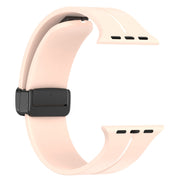 Two Color Folding Buckle Silicone Watch Band For Apple Watch 7 45mm(Pink+White)