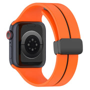 Two Color Folding Buckle Silicone Watch Band For Apple Watch SE 2022 40mm(Orange+Black)