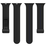 Two Color Folding Buckle Silicone Watch Band For Apple Watch SE 2022 40mm(Black+Blue)