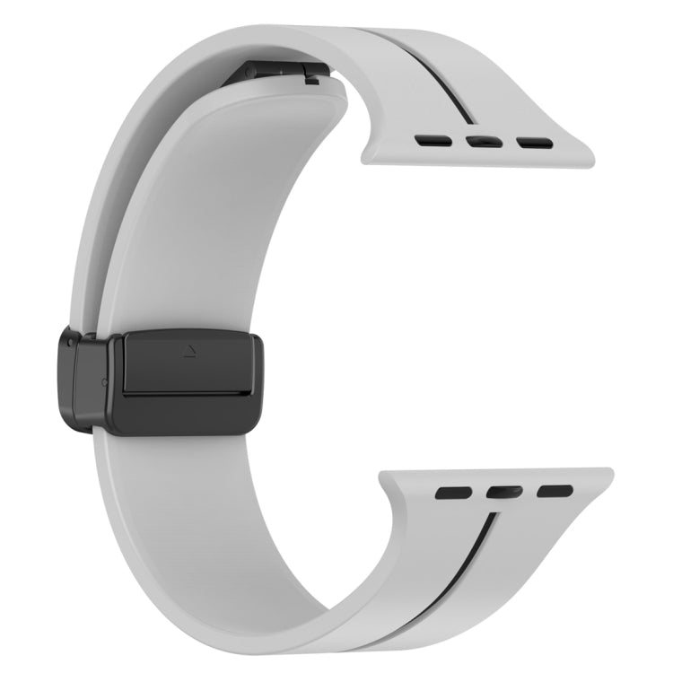Two Color Folding Buckle Silicone Watch Band For Apple Watch SE 2022 40mm(Light Grey+Black) -  by PMC TechLife | Online Shopping South Africa | PMC TechLife