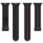 Two Color Folding Buckle Silicone Watch Band For Apple Watch SE 2022 44mm(Black+Red)